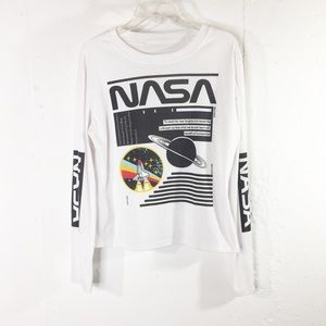 Nasa Explore Long Sleeve T-shirt M White Black